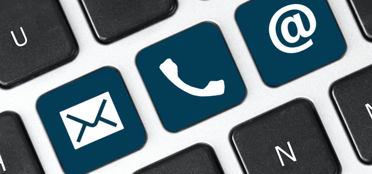 Contact us on keyboard key. Internet or online contact through website.